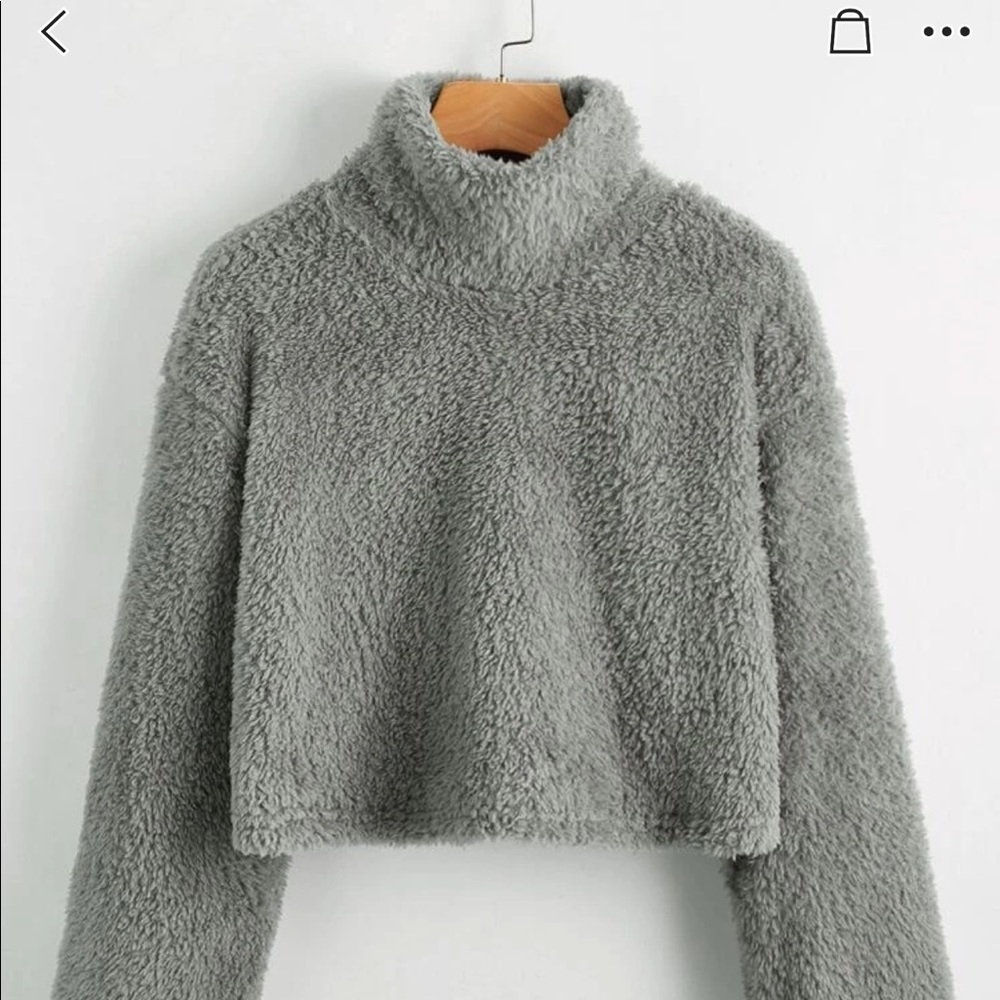 Mock neck drop shoulder teddy